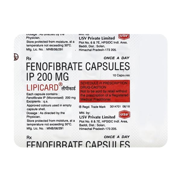 Lipicard 200mg Capsule 10'S