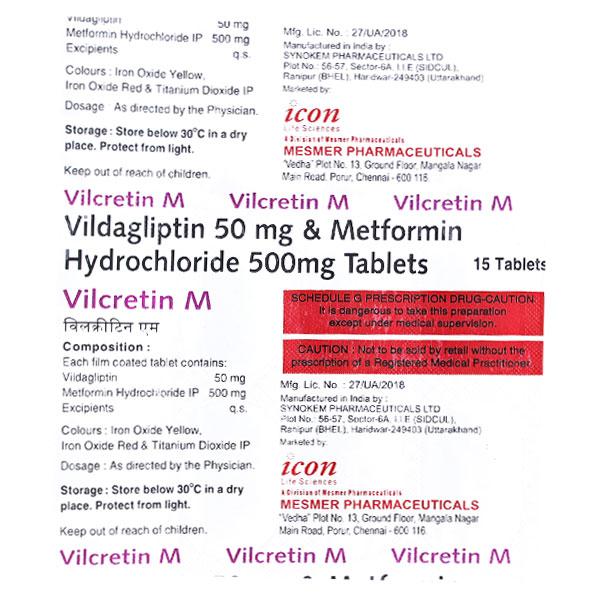 VILCRETIN M 500mg Tablet 15's