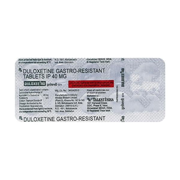 Duloxee 40mg Tablet 10'S