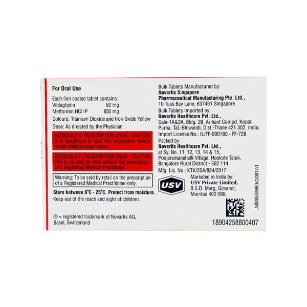 Jalra M 50/850mg Tablet 15'S - Global Surgicals
