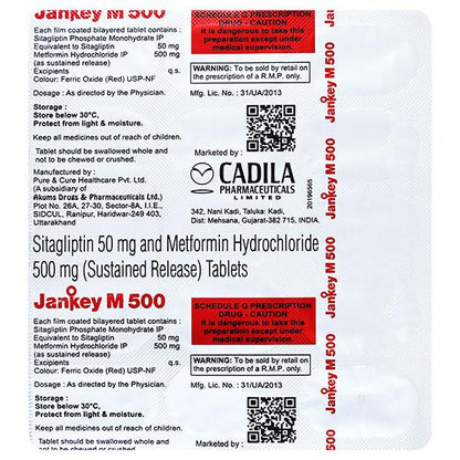 JANKEY M 500 Tablet 15's - Global Surgicals