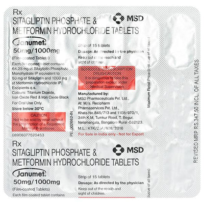 Janumet 50/1000mg Tablet 15'S - Global Surgicals