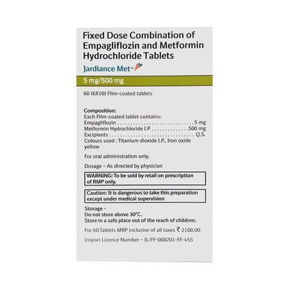 Jardiance Met 5/500mg Tablet 10'S - Global Surgicals