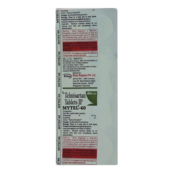 MYTEL 40mg Tablet 10's