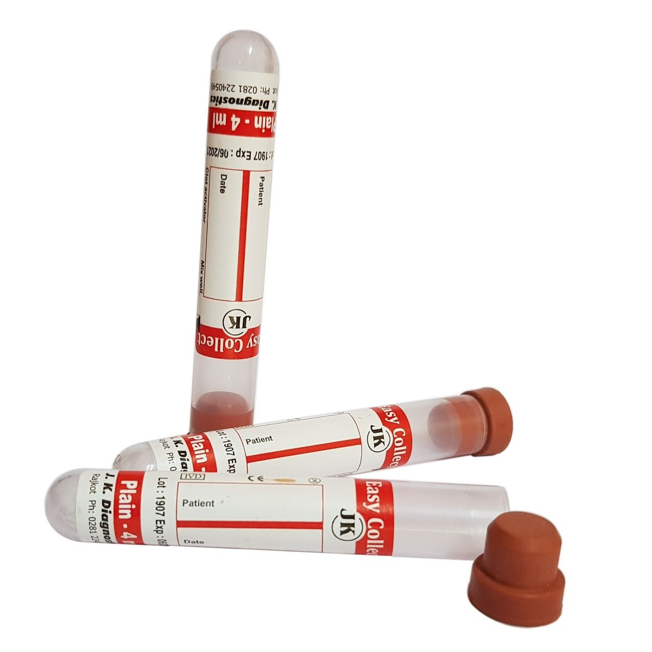 J.K. Diagnostic Clot Activator Non Vacuum Single Cap Blood Collection Tube - Global Surgicals