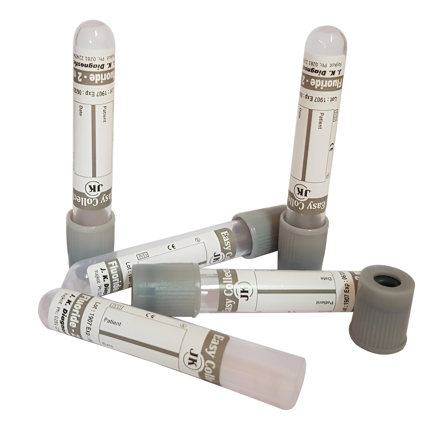 J.K. Diagnostic Fluoride Non Vacuum 2ml Blood Collection Tube - Global Surgicals