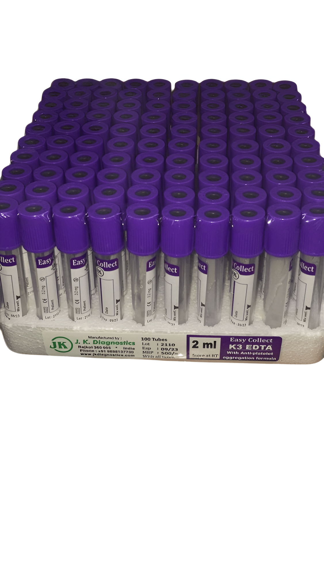 J.K. Diagnostic K3EDTA Vacuum Blood Collection Tube - Global Surgicals
