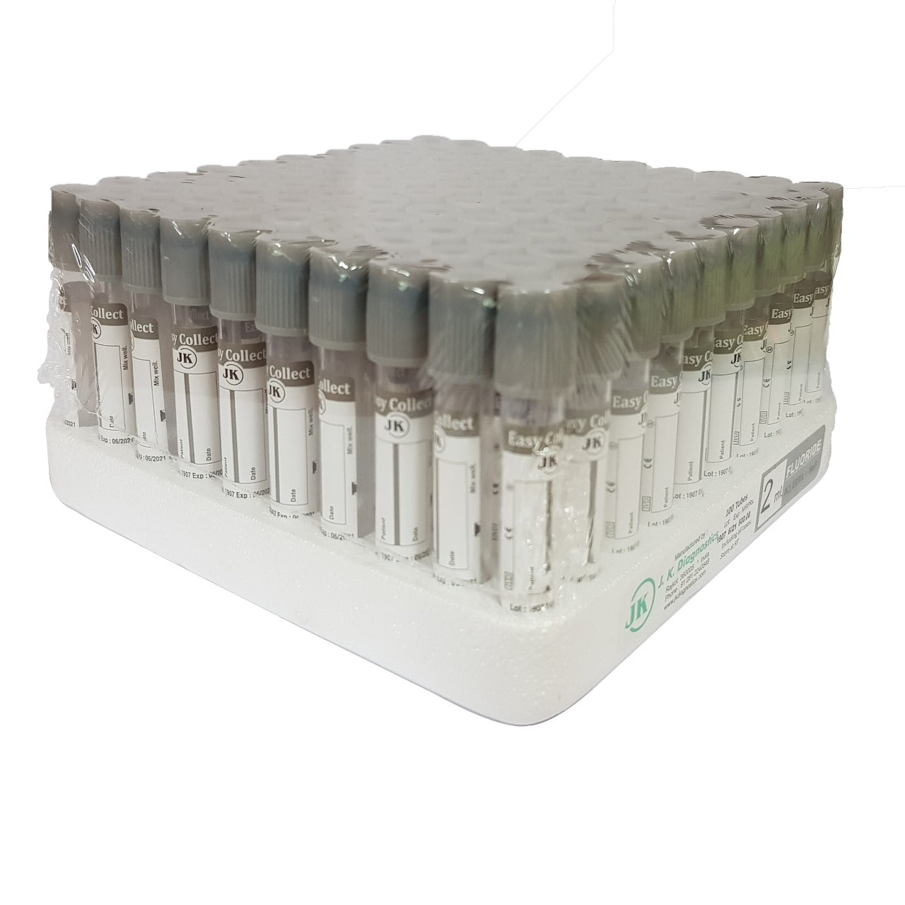 J.K. Diagnostic Sodium Fluoride & EDTA Vacuum 2ml Blood Collection Tube - Global Surgicals