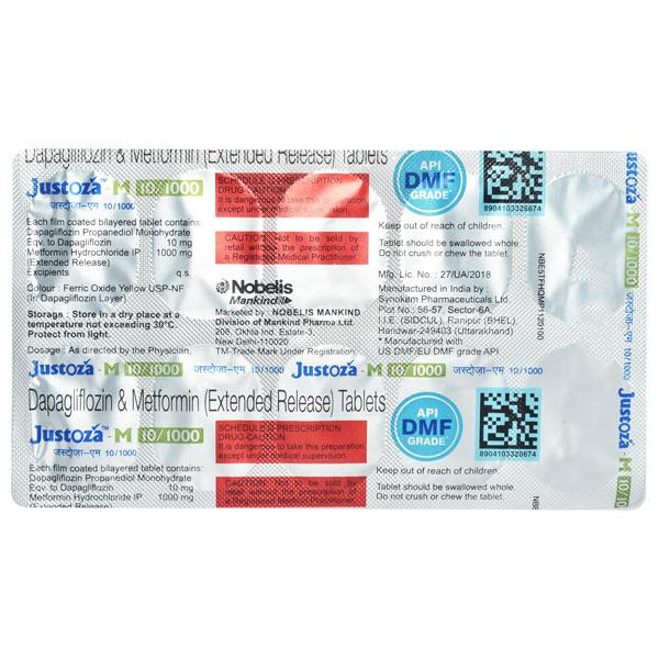 JUSTOZA M 10/1000 Tablet 10's