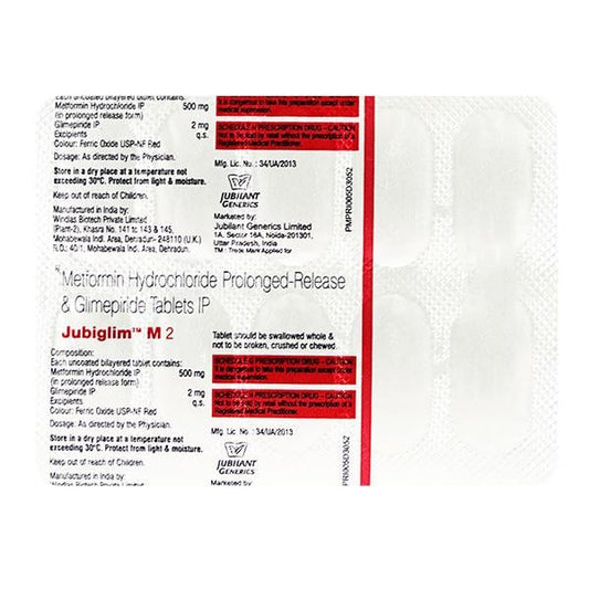 Jubiglim M 2mg/500mg Tablet 10'S - Global Surgicals