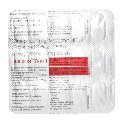 JUBIGLIM TRIO 1 Tablet 15's - Global Surgicals
