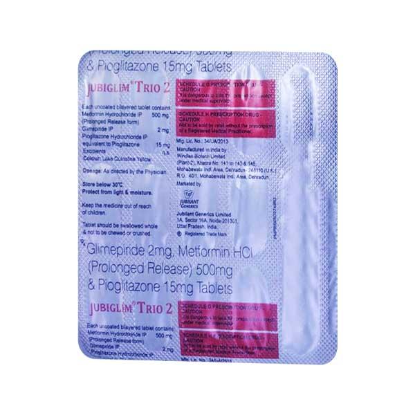 JUBIGLIM TRIO 2 Tablet 15's - Global Surgicals