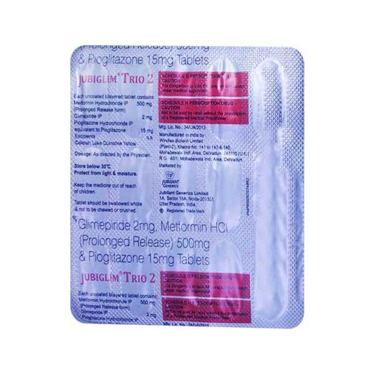 JUBIGLIM TRIO 2 Tablet 15's - Global Surgicals
