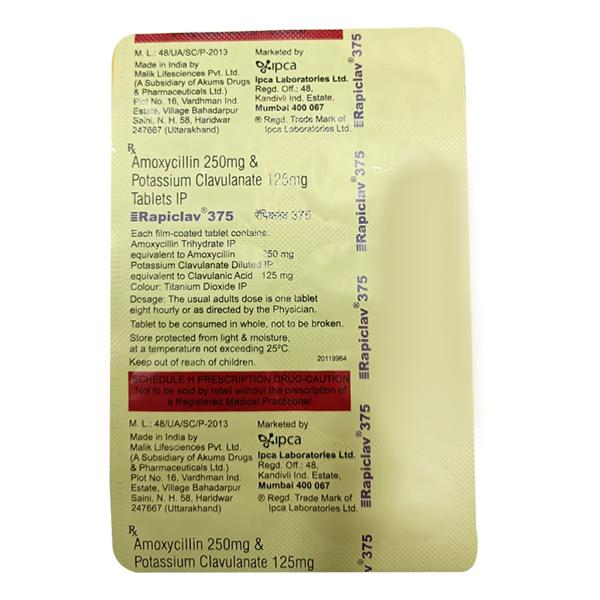 Rapiclav 375 Tablet 10'S