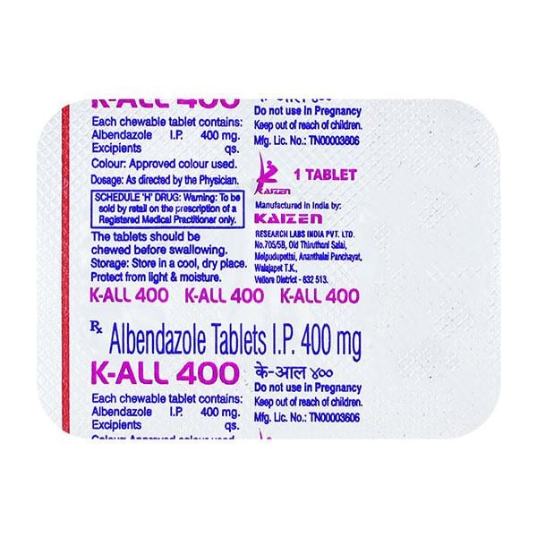 K ALL 400 Chewable Tablet 1's - Global Surgicals