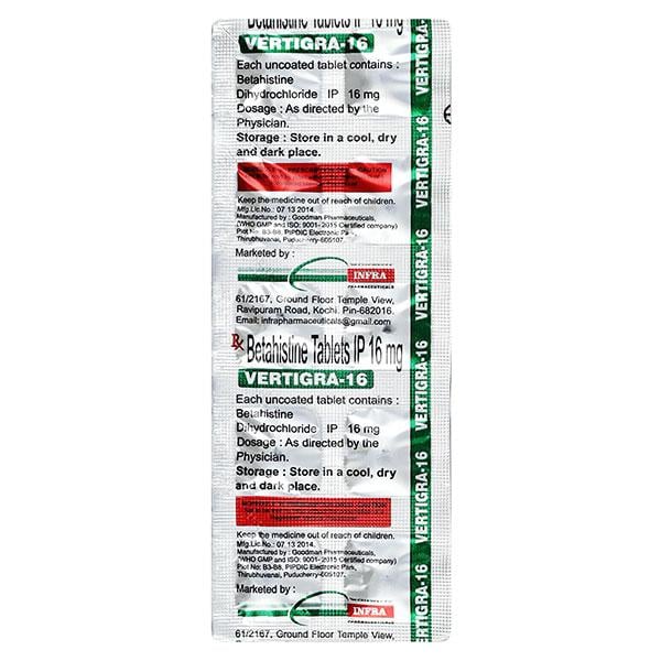 VERTIGRA 16mg Tablet 10's