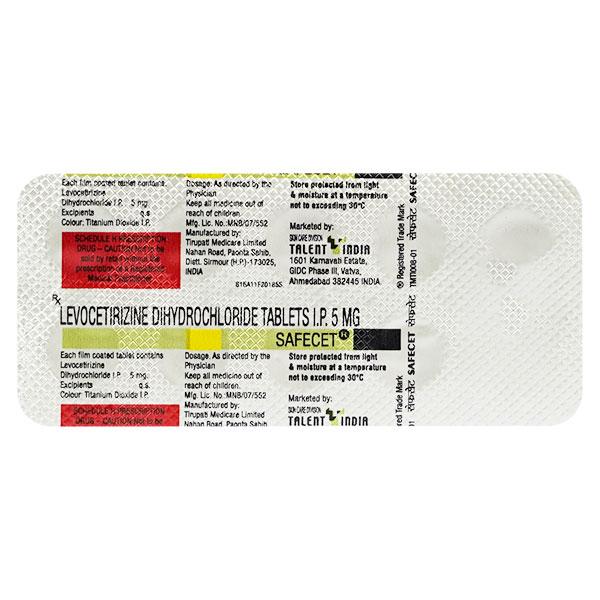 Safecet 5mg Tablet 10'S