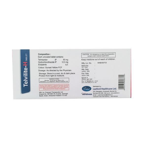 Telvilite H 80/12.5mg Tablet 10'S