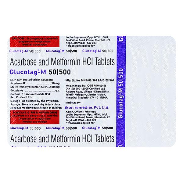 GLUCOTAG M 50/500mg Tablet 10's
