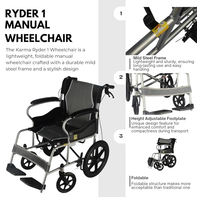 Karma Ryder 1 Folding Wheelchair - Global Surgicals