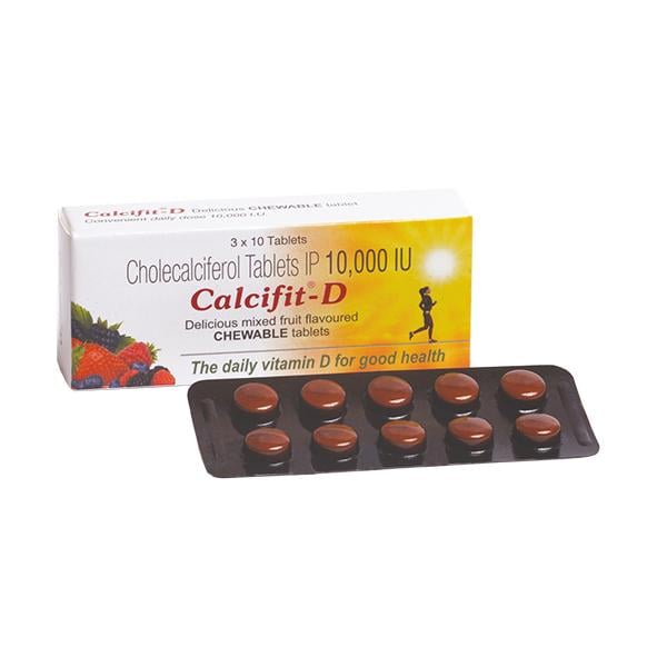CALCIFIT D Delicious Mixed Fruit Flavoured chewable Tablet 10's