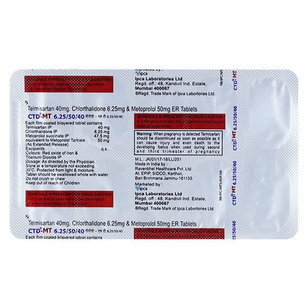 CTD MT 6.25/50/40 Tablet 10's
