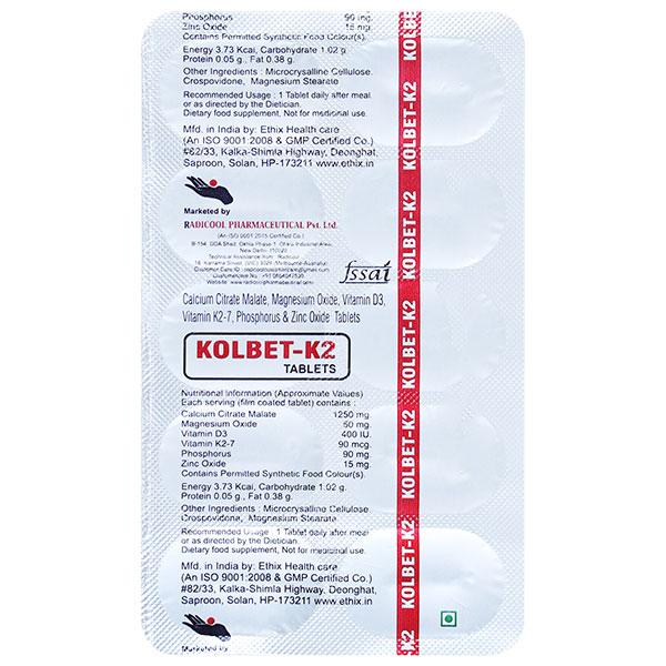 KOLBET K2 Tablet 10's - Global Surgicals