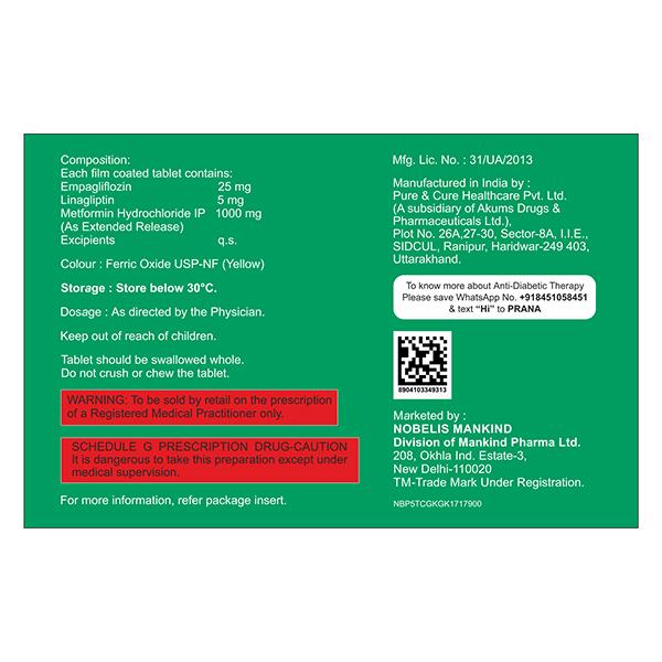 EMPAGLYDE LM 25/1000 Tablet 10's