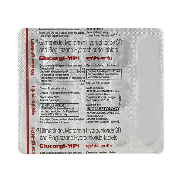 Glucoryl MP 1mg Tablet 15'S