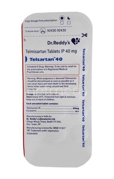 Telsartan 40mg Tablet 28'S