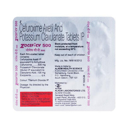 Zocef CV 500mg Tablet 6'S