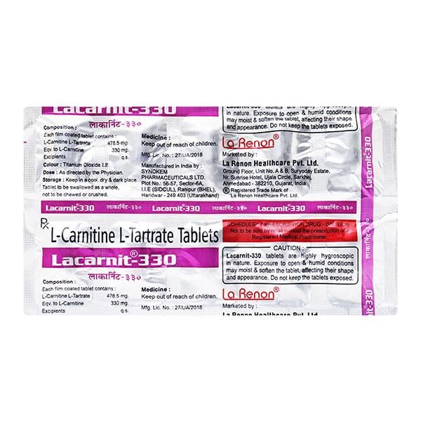 Lacarnit 330mg Tablet 10'S - Global Surgicals