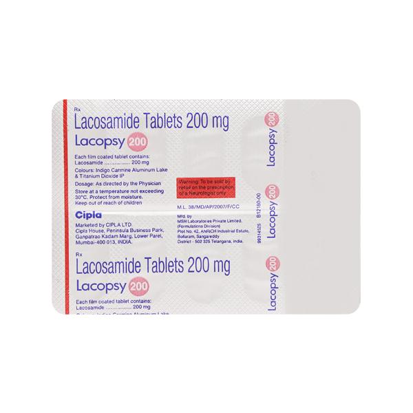 Lacopsy 200mg Tablet 10'S - Global Surgicals
