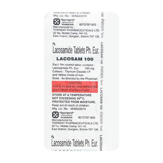 LACOSAM 100mg Tablet 15's - Global Surgicals