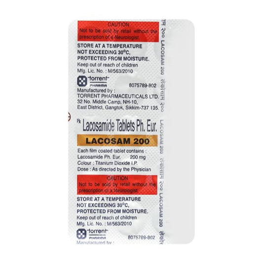 LACOSAM 200mg Tablet 15's - Global Surgicals