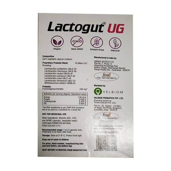 LACTOGUT UG Capsule 10's - Global Surgicals