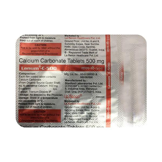 Lanum C 500mg Tablet 10'S - Global Surgicals