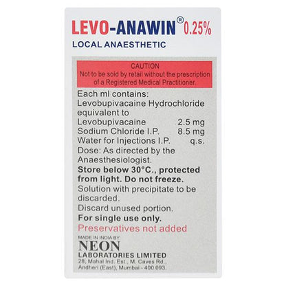 LEVO ANAWIN 0.25% Injection 20ml - Global Surgicals