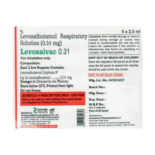 LEVOSALVAC 0.31 Respules 5x2.5ml - Global Surgicals