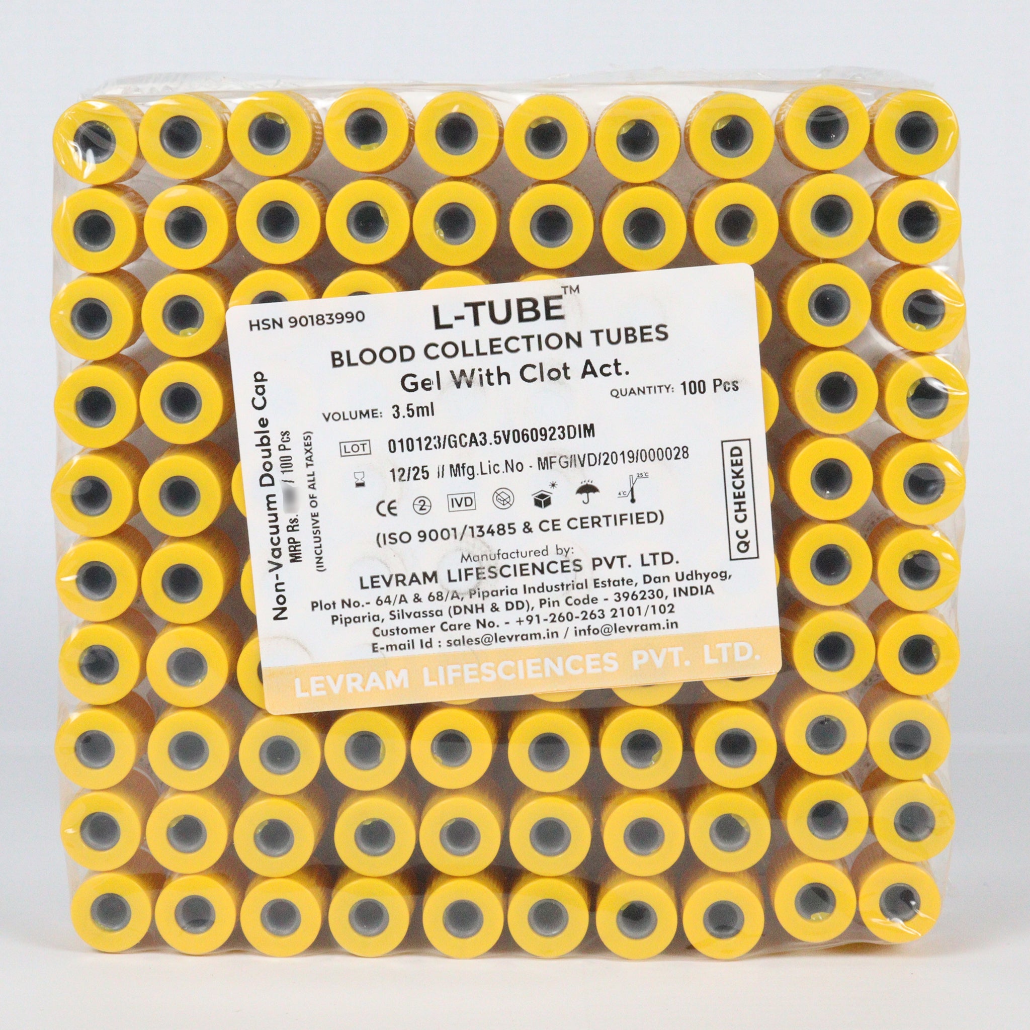 Levram Gel with Clot activator Non Vacuum Blood Collection Tube - Global Surgicals