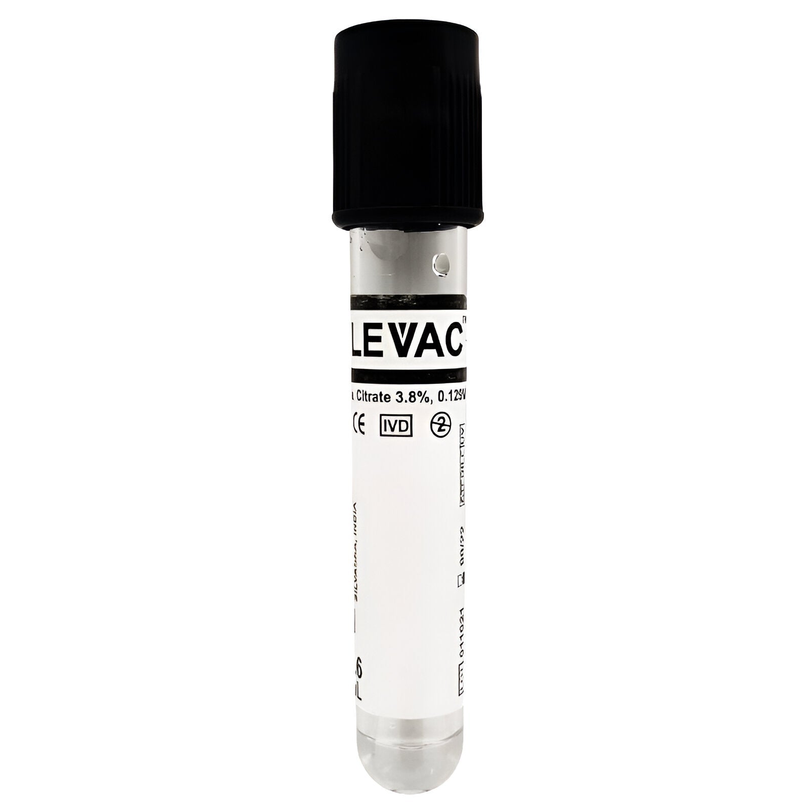 Levram Levac Sodium Citrate 3.8% Vacuum Blood Collection Tube Black - Global Surgicals