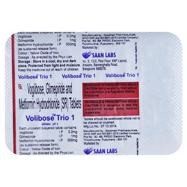 VOLIBOSE TRIO 1mg Tablet 10's