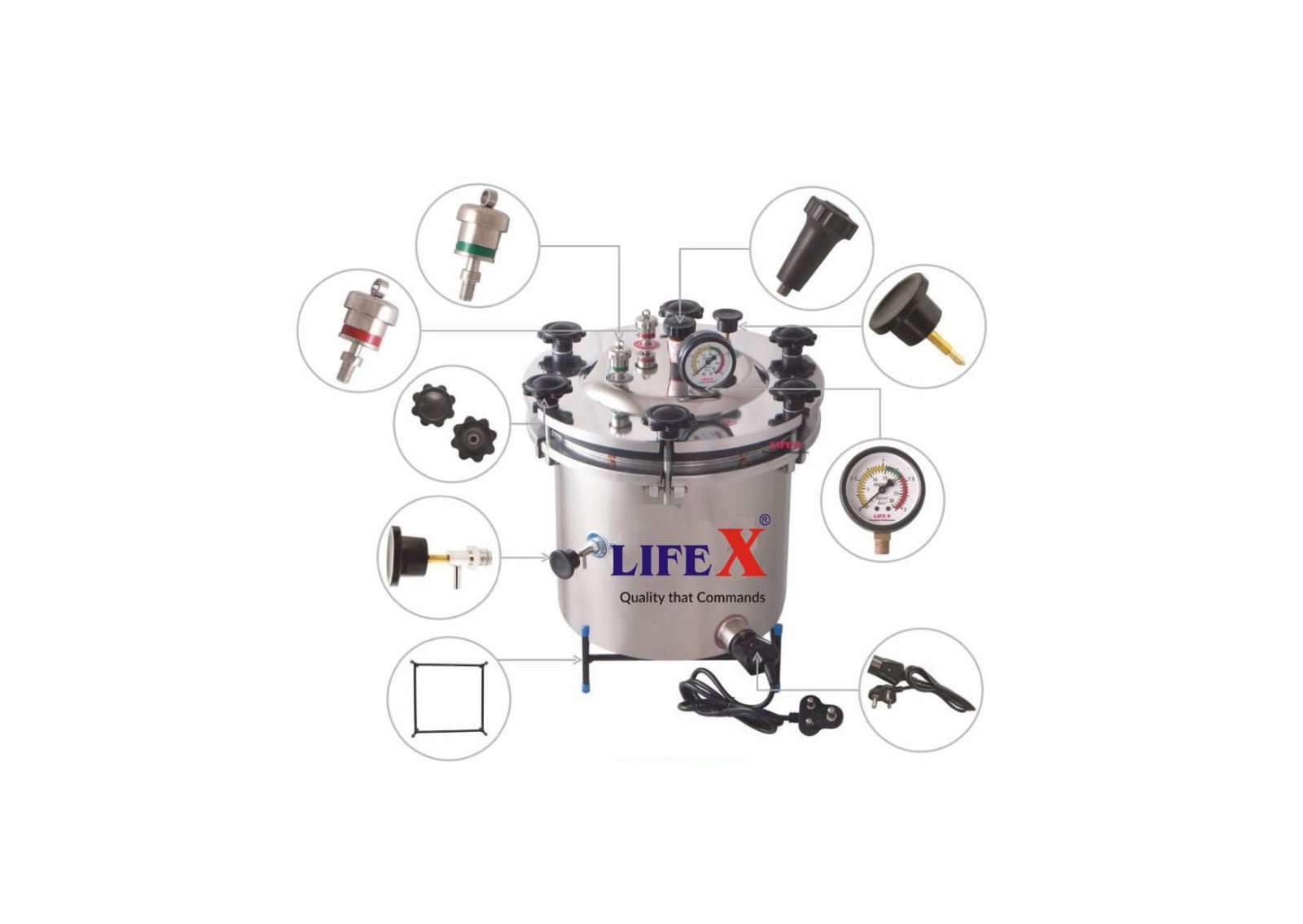 LifeX Stainless Steel Six Wing Nut Autoclave - Global Surgicals
