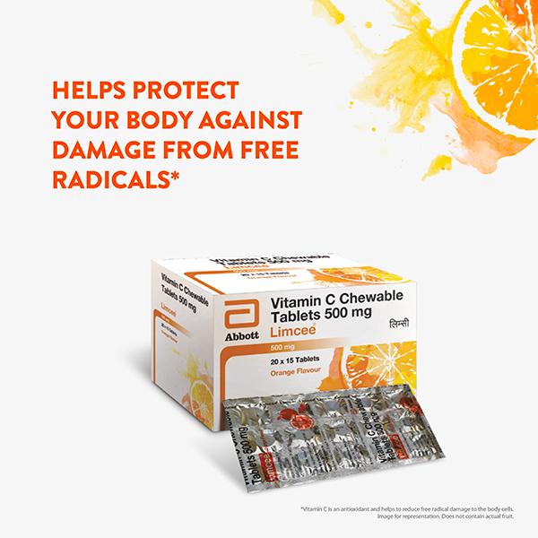 LIMCEE ORANGE FLAVOUR 500mg Chewable Tablet 15's - Global Surgicals