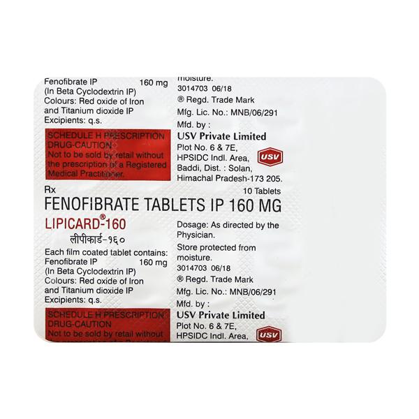 Lipicard 160mg Tablet 10'S - Global Surgicals