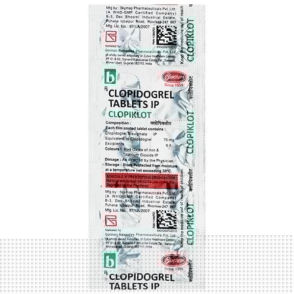 Clopiklot 75mg Tablet 10'S