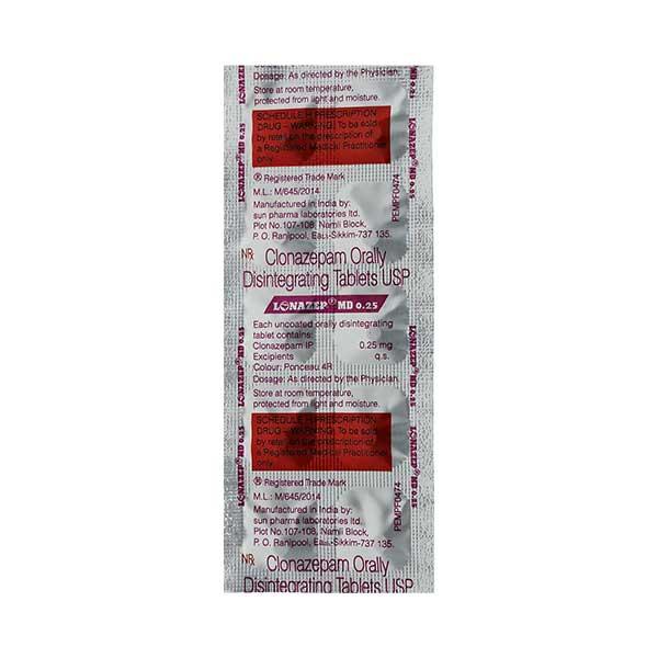 Lonazep MD 0.25mg Tablet 10'S - Global Surgicals