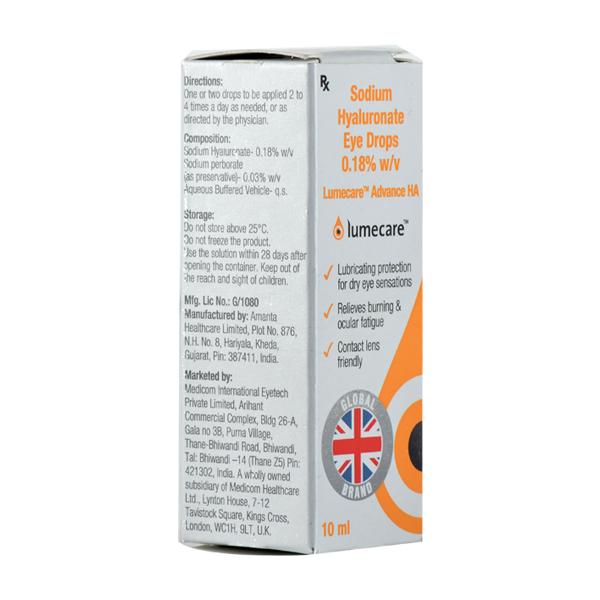 LUMECARE ADVANCE HA Eye Drops 10ml - Global Surgicals