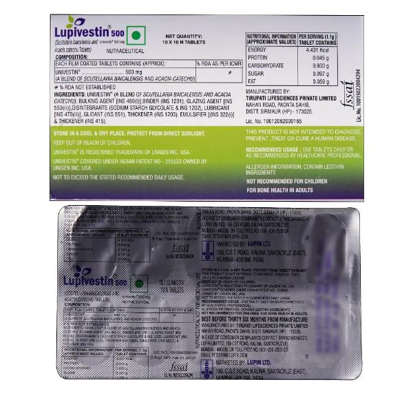 Lupivestin 500mg Tablet 10'S - Global Surgicals