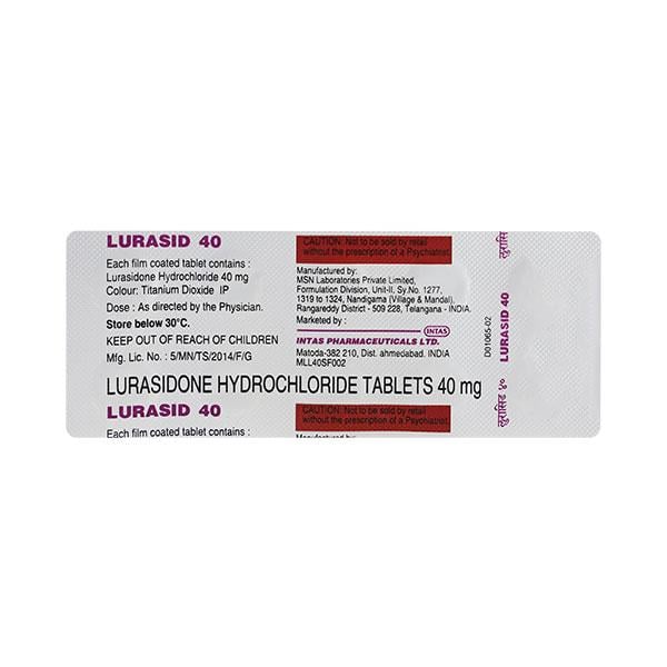 Lurasid 40mg Tablet 10'S - Global Surgicals